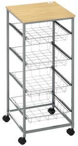 Homcom Carrello da Cucina con Cesti Estraibili in Acciaio e Ruote, 36.5x36.5x89cm|Aosom