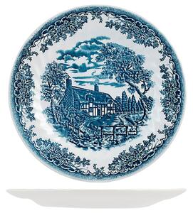 Set 6 piatti piani The Brook in earthenware bianco decoro blu cm 25