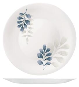 Set 6 piatti piani Botanica in vetro opale bianco decoro blu cm 27