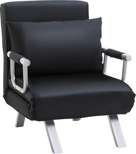 Divano letto 2 in 1 Fortuna Lai con schienale regolabile 65L x 77B x 80H cm, rivestimento sfoderabile, cuscini, stabile e antiruggine, poliestere nero