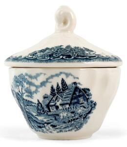 Zuccheriera The Brook in earthenware bianco decoro blu Lt 0,2