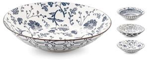 Set 3 coppe Poke Seta assortite in porcellana avorio decorata blu cm 23