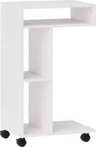 Fortuna Lai Tavolino Tavolino con rotelle, scrivania con 4 ripiani, tavolino da divano Tavolino per laptop, tavolino da letto, per sala da pranzo soggiorno, bianco