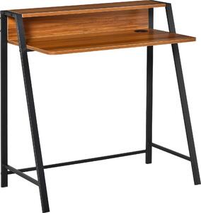 Fortuna Lai Scrivania per computer con vano portaoggetti e passaggio cavi, metallo noce, 84x45x85 cm, ideale per l'ufficio domestico e lo studio