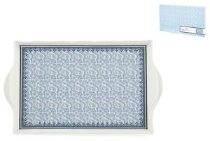 Vassoio con manici Blue Dream in porcellana bianca decorata blu 34,5x21 cm