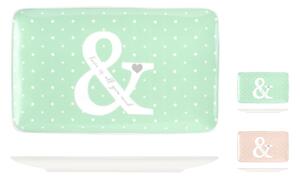 Set 6 vassoi rettangolari You&Me in new bone china assortiti 21x13cm