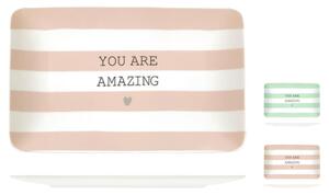 Set 6 vassoi rettangolari You&Me in new bone china assortiti 26x16 cm