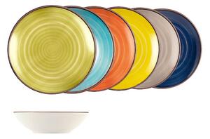 Set 12 piatti fondi Caribe in stoneware assortiti cm 20,5
