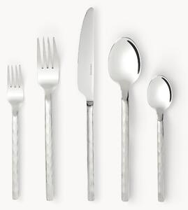 Set di 20 posate opache spazzolate con finitura martellata Miles, 4 persone