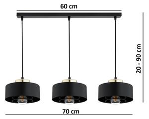 Brilagi - Lampadario a sospensione con cavo SPRING 3xE27/60W/230V nero/oro