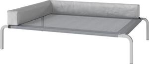 Fortuna Lai Lettino per cani da esterno, letto rialzato per cani di taglia media, con cuscini a forma di L 110x75x30 cm, grigio chiaro