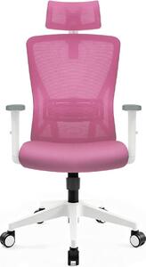 Sedia da ufficio ergonomica Hoolamiye, con capacità di carico di 150 kg, dotata di poggiatesta e supporto lombare, realizzata in tessuto a rete, con funzione di inclinazione a 90° e 130°, colore rosa