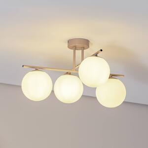 Plafoniera soffitto Aurora Domiluce, dimmerabile, Crema / Ambra, Soggiorno / Sala da pranzo, Vetro, Plafoniera