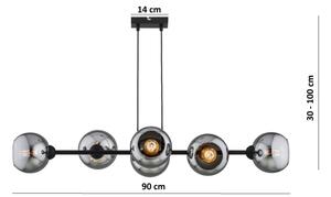Brilagi - Lampadario a sospensione con cavo DIOR 6xE27/60W/230V nero/grigio fumo
