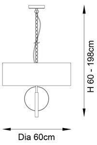 Endon 95216 - Lampadario a catena 3xE27/10W/230V diam. 60 cm grigio
