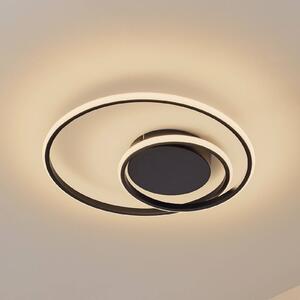 Plafoniera a LED Kyron Lindby, dimmerabile, Nero, Soggiorno / Sala da pranzo, Alluminio, Moderno, Plafoniera LED