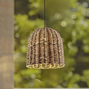 Lindby Lampada a sospensione da esterno Taryn, marrone, plastica, IP44 35 cm Taryn Lindby, dimmerabile, Legno chiaro, Plastica, Campagna / Rustiche