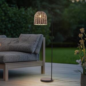 Lindby Lampada da terra esterno Taryn, marrone, plastica, IP44 172 cm Taryn, Legno chiaro, Plastica, Campagna / Rustiche
