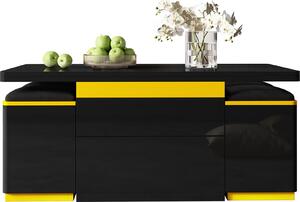 Fortuna Lai Tavolino moderno nero lucido, elegante tavolino, multifunzionale, regolabile in altezza, tavolo da pranzo pieghevole/mobili per soggiorno, 100 x 50 x 43 cm (L x P x A)