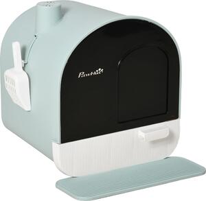 Fortuna Lai Lettiera con coperchio Lettiera per gatti fino a 5 kg, con coperchio, tappetino per lettiera, plastica, verde, 43x44x47 cm