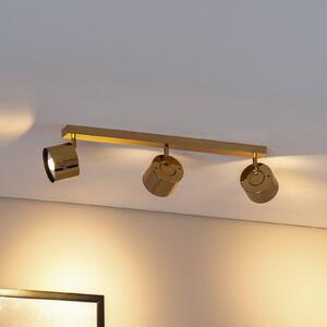 Faretto da soffitto Chloe orientabile, a 3 luci, acciaio color ottone Argon, dimmerabile, Ottone / Oro, Soggiorno / Sala da pranzo, Metallo, Moderno, Faretto