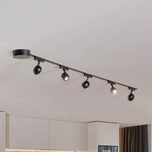 Sistema a binario Lumaro, faretti, 5 luci, nero, Ø6cm, 48V, dimmerabile Lumaro 48V Lindby,, Nero, Soggiorno / Sala da pranzo, Plastica, Moderno