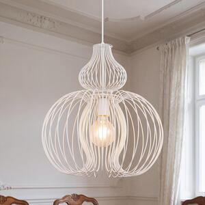 Lampada a sospensione bianca Ø 44 cm paralume bulboso in metallo filo E27 luce a sospensione sala da pranzo soggiorno