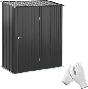 Fortuna Lai Casetta per attrezzi 1,34 m² Armadio da giardino chiudibile a chiave con tetto a una falda in acciaio zincato, 161,5x94,5x196 cm, nero