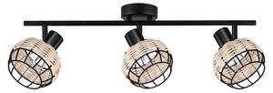 Lampada da soffitto con paralumi in metallo e rattan Juicy nera 3xE14x40W metallo dim.: 18x64x12 cm IP20 Candellux