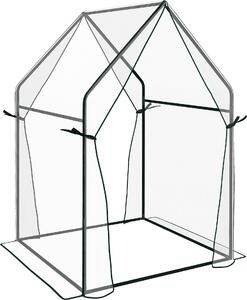 Serra in plastica Fortuna Lai con doppia porta, resistente al vento, per giardino, 90 x 90 x 145 cm, in PE trasparente