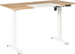 Fortuna Lai Scrivania per computer Scrivania elettrica, scrivania in piedi, regolabile in altezza, telaio con motore, metallo, naturale+bianco