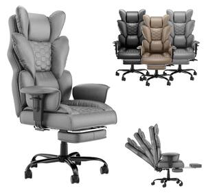 TANYEAR: Sedia ergonomica per chef, realizzata in ecopelle, sedia da ufficio regolabile con imbottitura in piume, colore grigio