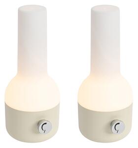 Set di 2 lampade da tavolo per esterni beige con bianco, con LED ricaricabile - Haard