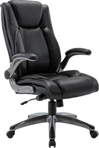 Sedia da ufficio ergonomica, poltrona da ufficio con schienale alto, sedia girevole a 360° ergonomica per ufficio, sedia da scrivania in pelle con meccanismo di inclinazione regolabile, colore nero