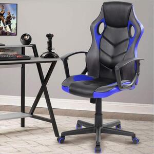 Sedia da gaming ergonomica, rivestita in ecopelle, con altezza regolabile e girevole