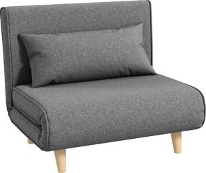 Divano letto Fortuna Lai Divano singolo piccolo, divano pieghevole con schienale regolabile, stile scandinavo, grigio, 95x95x80 cm