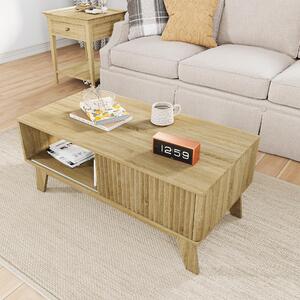 Tavolino da divano REMZETTA con sportello scorrevole e spazio contenitivo, tavolino moderno e compatto per il soggiorno, dal design lineare, dimensioni 95 x 48 x 41 cm, ideale per soggiorno e sala da pranzo