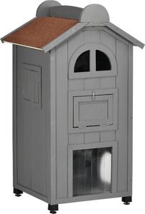 Fortuna Lai Casa per gatti per lettino o lettiera Armadio versatile per gatti, legno di abete, tetto in asfalto, grigio, 59x55x109 cm