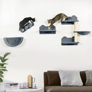 Fortuna Lai Parete da arrampicata per gatti 4 pezzi, tiragraffi da arrampicata con scaletta, amaca, piattaforma di salto, tiragraffi da parete, mobile da parete per gatti, fino a 5 kg