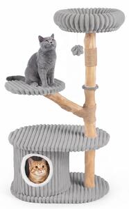 Albero per gatti KOMFOTTEU con piattaforma panoramica, pali in sisal e gioco a palla, completo di superfici in peluche, ideale come mobile per interni per gatti