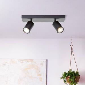 Brilliant Faretto da soffitto Jello, lunghezza 32 cm, nero, a 2 luci, metallo