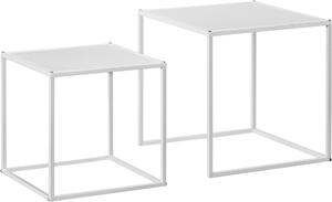 Fortuna Lai Set di 2 tavolini da salotto, tavolino angolare, tavolino da caffè con struttura in acciaio, tavolino da divano dal design moderno, per soggiorno, portata massima 10 kg, bianco