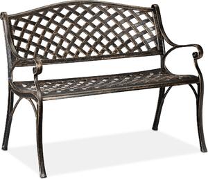 Panchina da giardino Relaxdays, Giardino e balcone, 2 posti. Design vintage, panchina in alluminio, LxPxA: 82x102x60 cm, nero-bronzo