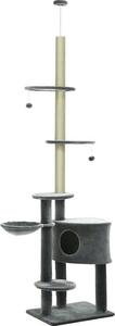 Fortuna Lai Tiragraffi alto fino al soffitto Altezza 220-265 cm Tiragraffi con palline, cuccia, amaca, tronchi in sisal, piattaforme Tiragraffi a più piani Tiragraffi per gatti di taglia media, grigio scuro