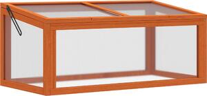 Serra Fortuna Lai con copertura, resistente alle intemperie, in legno e policarbonato, arancione, 90x46x40 cm