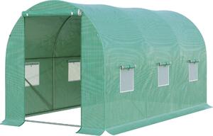 Serra in plastica Fortuna Lai Serra per pomodori 395x195x190 cm con 6 finestre a rete, serra ad arco per la coltivazione di piante e semenzai