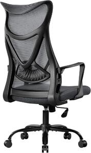 Sedia da ufficio, sedia da scrivania ergonomica, sedia girevole, seduta imbottita, tessuto a rete traspirante, portata massima di 150 kg, colore grigio
