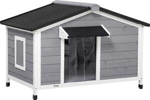 Fortuna Lai Cuccia per cani in legno di abete Cuccia resistente alle intemperie con tetto apribile in asfalto e fondo rimovibile Grigio 109x79x72 cm per cani di grossa taglia