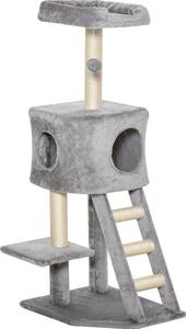 Fortuna Lai Tiragraffi 120 cm Torre per gatti con cuccia, pallina, tronchi in sisal, piattaforma, scala, tiragraffi a più piani, albero per gatti, grigio chiaro