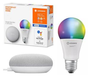 Ledvance - Altoparlante intelligente Google Nest Mini + lampadina LED RGBW SMART+